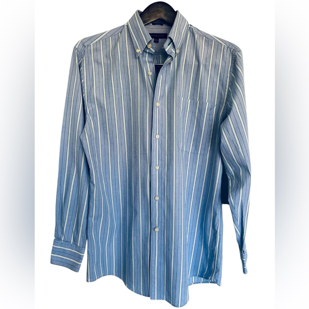 Tommy Hilfiger Classic Blue Striped Dress Shirt